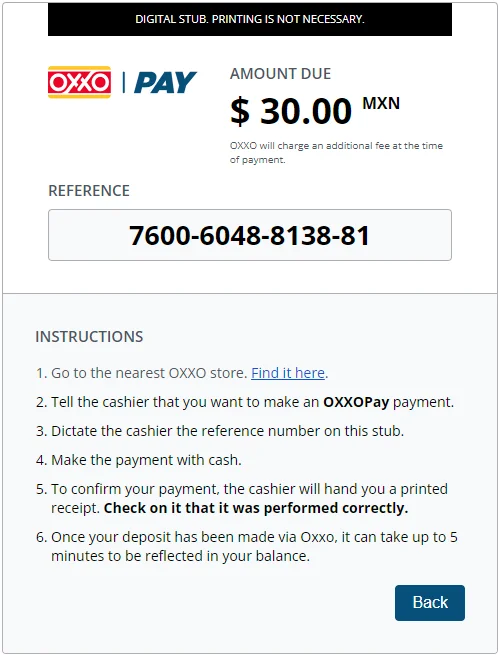 Depósito con OXXO México